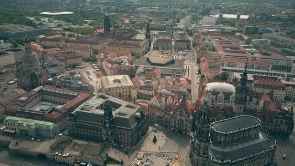 Vista aérea da parte central de Dresden, Alemanha — Vídeo de Stock