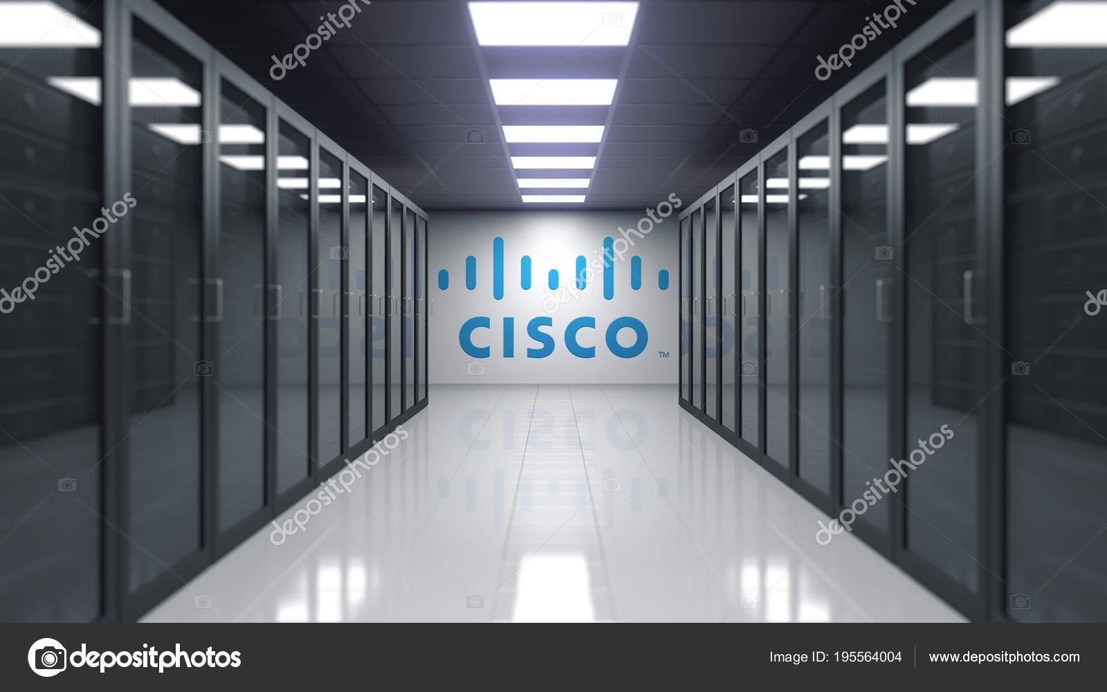 Cisco Systems Logo On The Wall Of The Server Room Editorial