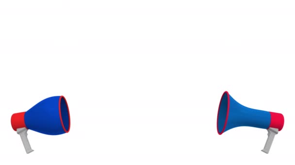 Beszédbuborékok Izland és Oroszország zászlóival. Kultúrák közötti párbeszéd vagy nemzetközi tárgyalások a 3D-s animációval kapcsolatban — Stock videók