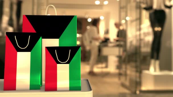 Flagge Kuwaits auf der Computertastatur. Einzelhandelsbezogener Clip — Stockvideo