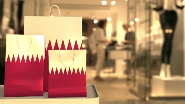Katar zászlója a billentyűzeten. Kiskereskedelemmel kapcsolatos klip — Stock videók