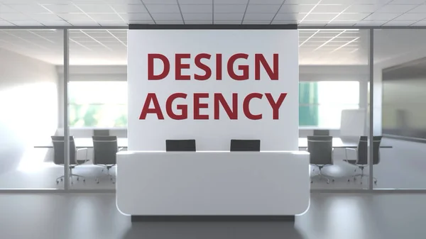 Modern iroda tárgyaló és recepció af a design ügynökség, konceptuális 3D-s renderelés — Stock Fotó