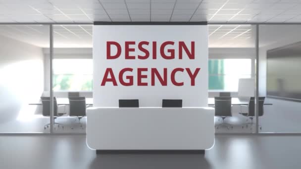 Oficina moderna con sala de reuniones y recepción para una agencia de diseño, animación conceptual 3D — Vídeo de stock