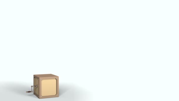 Jack-in-the-box a végső ajánlat szöveggel a felugró tányéron. 3D animáció — Stock videók