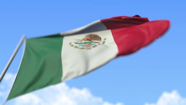 Powiewająca flaga Meksyku, widok z niskiego kąta. Pętla realistyczny powolny ruch animacja 3d — Wideo stockowe