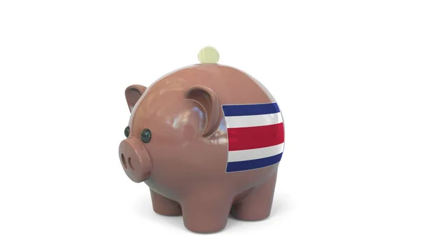 Lägga pengar på spargris med Costa Ricas flagga. Skattesystem eller sparrelaterad begreppsmässig 3d-konvertering — Stockfoto