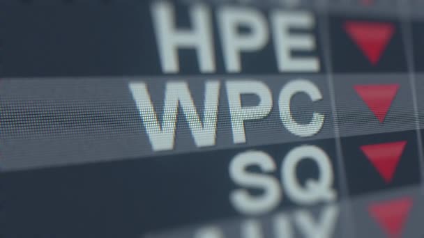 CAREY WPC with decreasing arrow. Editorial crisis related loopable animation — Stockvideo