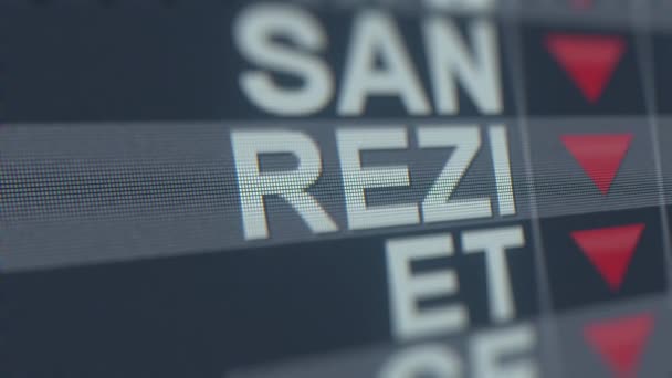 Reideo Technologies Reziの株式取引所ティッカーは、矢印を減少させます。編集危機関連ループアニメーション — ストック動画