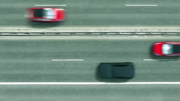 Vista aérea de arriba hacia abajo de los coches que revelan la bandera de Malta en la carretera. Viajar relacionado con la animación conceptual 3D — Vídeo de stock