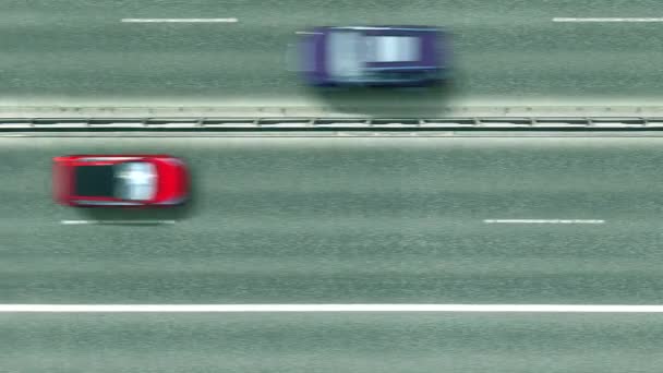 Légi felvétel az autókról, amik Panama zászlaját mutatják az úton. Utazással kapcsolatos konceptuális 3D animáció — Stock videók
