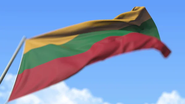 Powiewająca flaga Litwy, widok z niskiego kąta. 3d renderowanie — Zdjęcie stockowe
