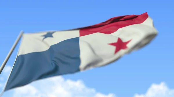 Ondeando la bandera nacional de Panamá, vista de bajo ángulo. Renderizado 3D —  Fotos de Stock
