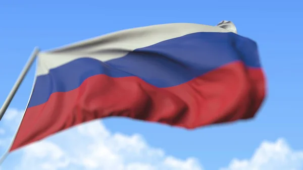 Rusya 'nın dalgalı bayrağı, alçak açı. 3d oluşturma — Stok fotoğraf