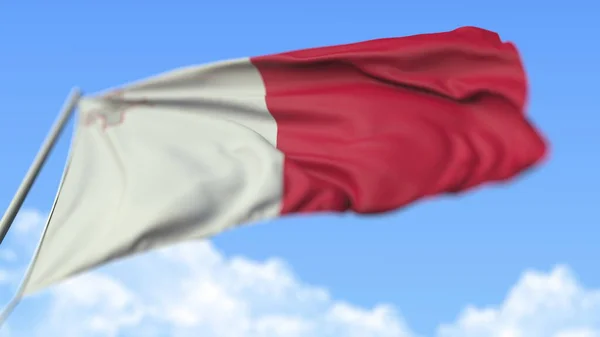 Ondeando la bandera nacional de Malta, vista de bajo ángulo. Renderizado 3D —  Fotos de Stock