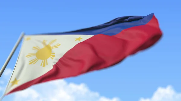 Flying national flag of the Philippines, low angle view. Renderizado 3D —  Fotos de Stock