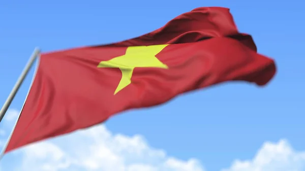 Unter vietnamesischer Nationalflagge, Tieffliegerblick. 3D-Darstellung — Stockfoto