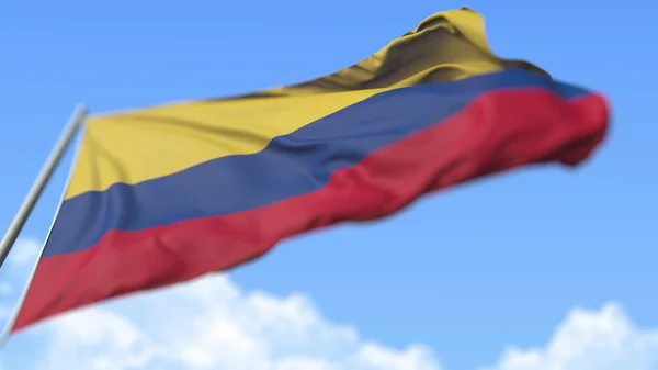 Flying national flag of Colombia, low angle view. 3D rendering — Stock Photo, Image