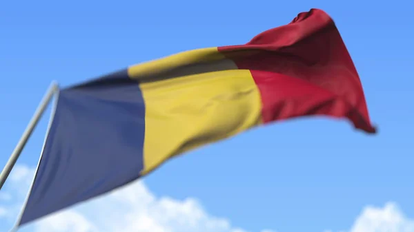 Bandera de Rumanía, vista panorámica. Renderizado 3D — Foto de Stock