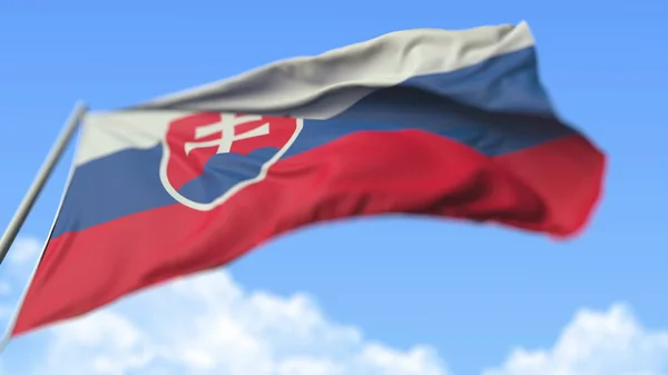 Ιπτάμενη σημαία της Σλοβακίας, άποψη χαμηλής γωνίας. 3d απόδοση — Φωτογραφία Αρχείου