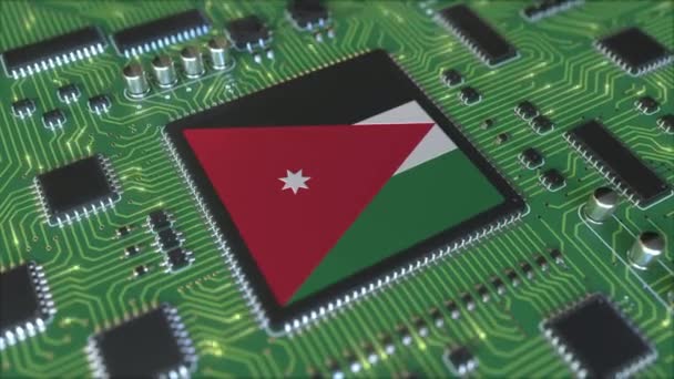 Drapeau national de Jordanie sur le chipset opérationnel. Jordanie technologies de l'information ou développement de matériel lié à l'animation 3D conceptuelle — Video