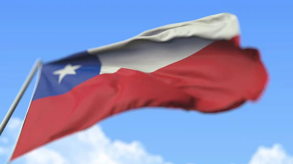 Bandeira nacional acenando do Chile, visão de baixo ângulo. Renderização 3D — Fotografia de Stock