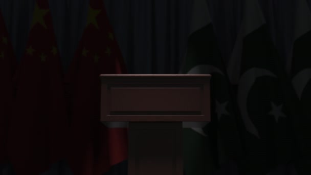 Muchas banderas de Pakistán y China, animación 3D — Vídeos de Stock