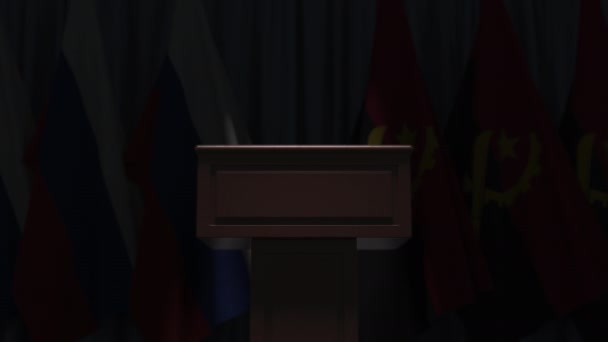 Angola ve Rusya 'nın birçok bayrağı, 3D animasyon — Stok video