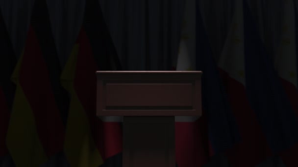 Veel vlaggen van de Filippijnen en Duitsland, 3D-animatie — Stockvideo