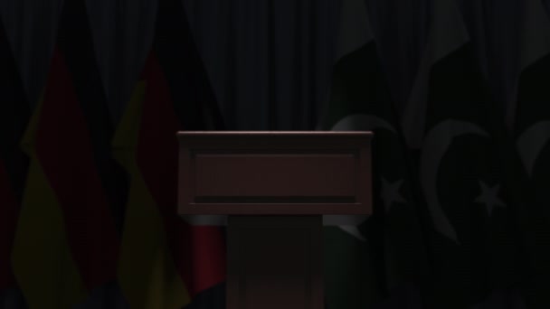 Banyak bendera Pakistan dan Jerman, animasi 3D — Stok Video