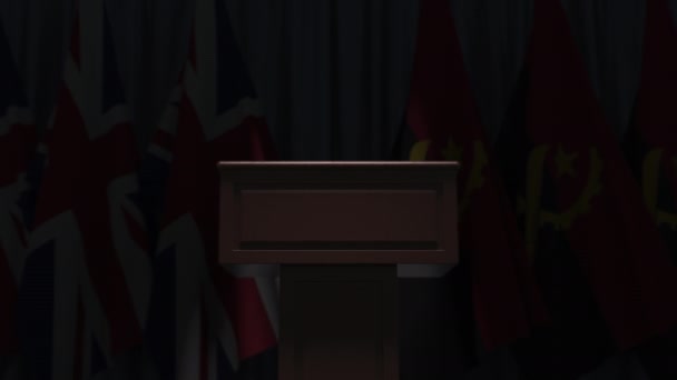 Angola ve Birleşik Krallık 'ın birçok bayrağı, 3D animasyon — Stok video