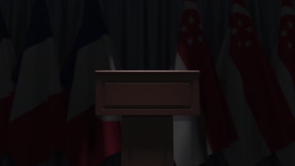 Singapur ve Fransa 'nın birçok bayrağı, 3D animasyon — Stok video
