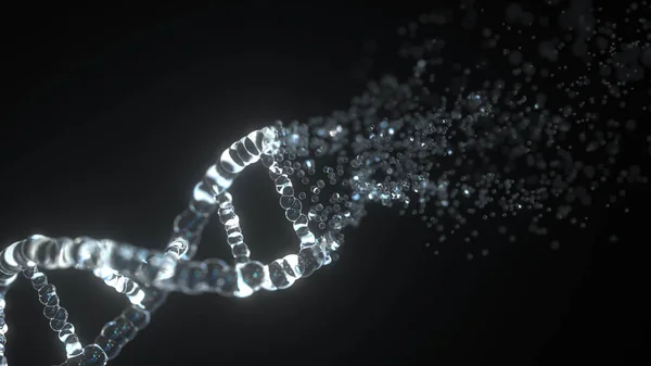 Üveg DNS molekula megsemmisítése. Fogalmi 3D-s kiolvasztás — Stock Fotó