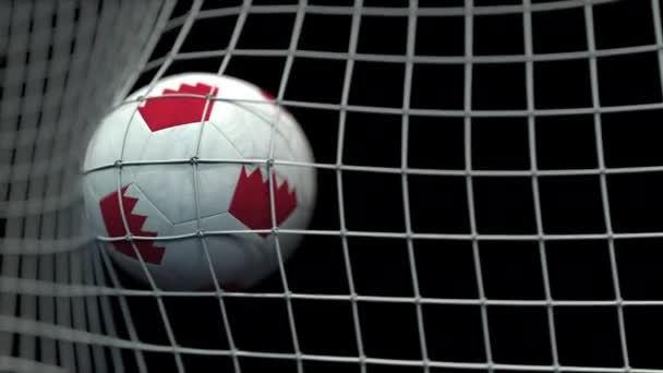 Ball with flags of Bahrain hits goal. 3D animation — Stock Video