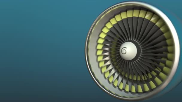Flygplanets turbinmotor loopas 3D-animation — Stockvideo