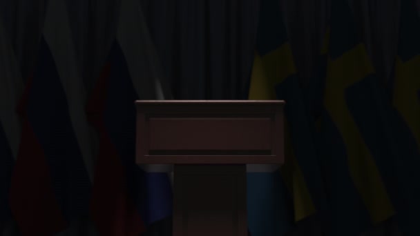 İsveç ve Rusya 'nın birçok bayrağı, 3D animasyon — Stok video