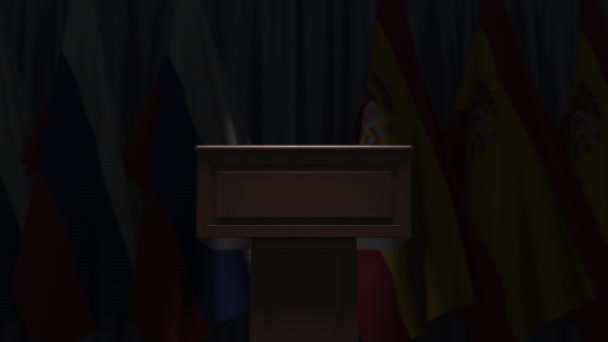 İspanya ve Rusya 'nın birçok bayrağı, 3D animasyon — Stok video