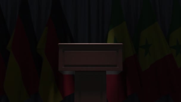 Molte bandiere del Senegal e della Germania, animazione 3D — Video Stock