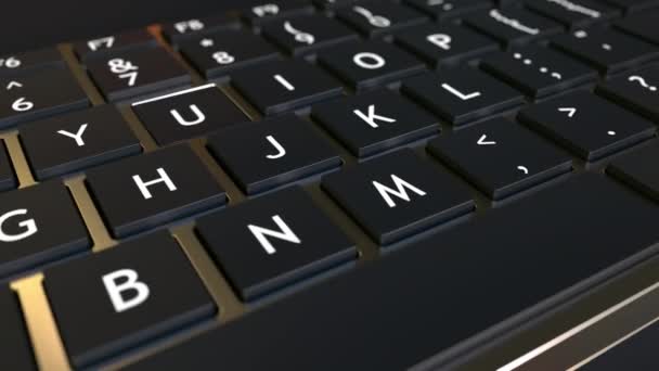 Dator tangentbord och jack-in-the-box Hjälp meddelande i nyckeln. Konceptuell 3D-animation — Stockvideo