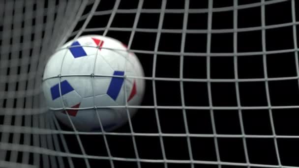 Bola con banderas de Paraguay golpea gol. Animación 3D — Vídeo de stock