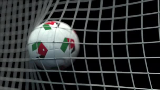 Ball with flags of Jordan hits goal. 3D animation — Stock Video