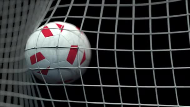 Ball with flags of Austria hits goal. 3D animation — Stock Video