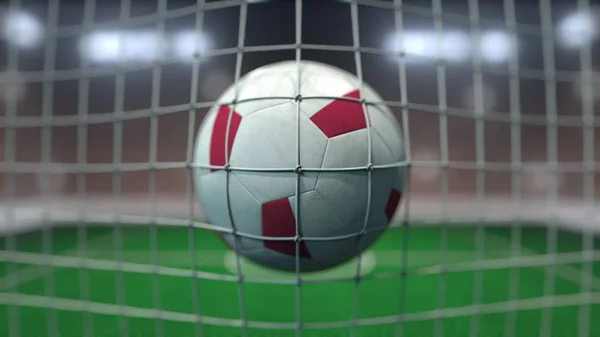 Football avec des drapeaux de Malte frappe filet de but. rendu 3D — Photo