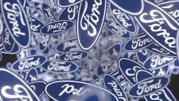 Molti loghi commoventi di FORD. Editoriale loopable movimento sfondo — Video Stock