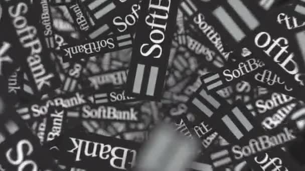 Πολλά κινούμενα λογότυπα της Softbank. Εκδοτικό παραθυράκι κίνησης — Αρχείο Βίντεο