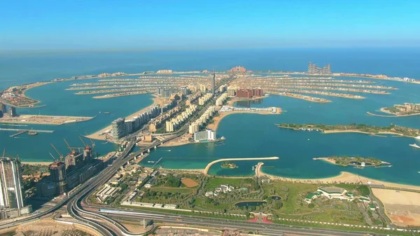 Légi kilátás a Palm Jumeirah sziget Dubai, Egyesült Arab Emírségek Uae — Stock Fotó