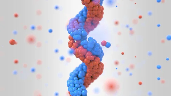 Dna Molekül und Partikel, Genetik bezogene 3D-Darstellung — Stockfoto