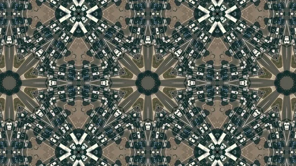 Kaleidoskopický efekt anténní pohled dolů na dopravní zácpu — Stock fotografie