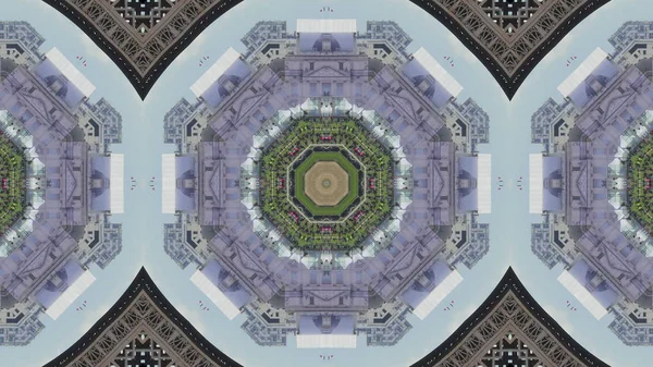 Přeplněné místo v blízkosti Eiffelovy věže, umělecký kaleidoskopický efekt — Stock fotografie
