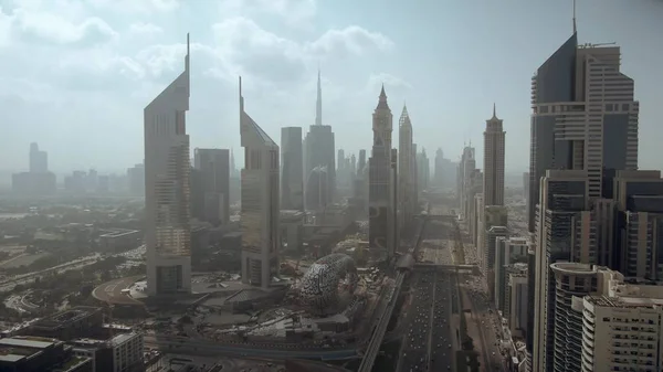 Vista aérea da área do Dubai Trade Centre, um distrito de negócios de elite. EAU — Fotografia de Stock