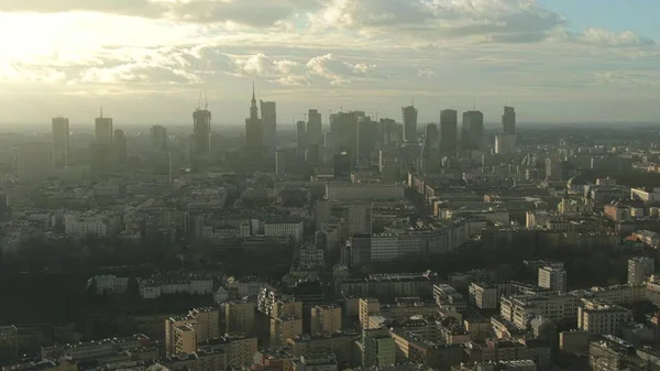 Aerial shot of Warsaw in winter, Poland — 스톡 사진